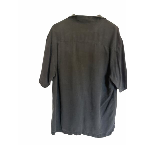 Tommy Bahama Men's Large Black Short Sleeve Collar Tropical Print Button Up - Picture 5 of 9